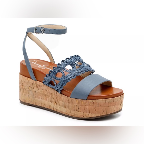 Jessica Simpson Callri Blue Wedge Sandals Size 8.5 - Picture 1 of 7